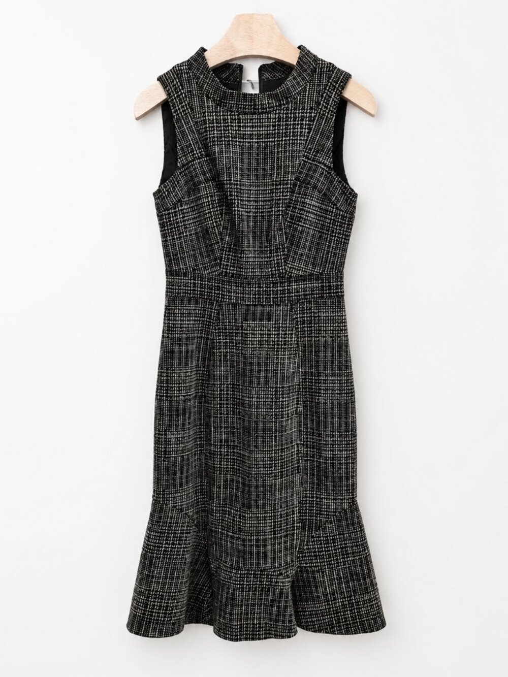 Karen Millen Black & White Textured Fit & Flare Dress US 2